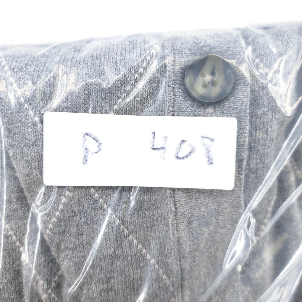 Banana Republic Mens large Gray Argyle Silk Blend V-Neck Cardigan Sweater